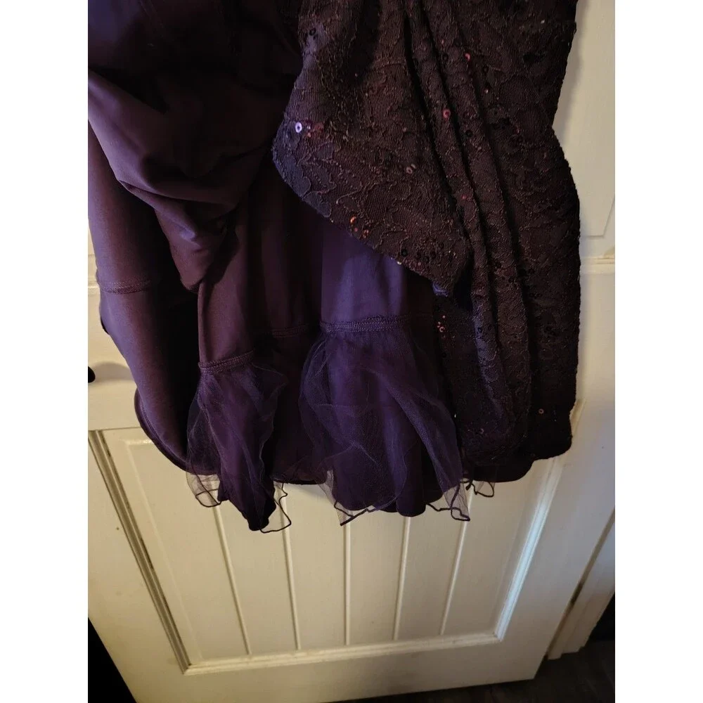 Xtraordinary Girls Purple Lace Fit & Flare Sleeveless Dress Size 5, Sequins